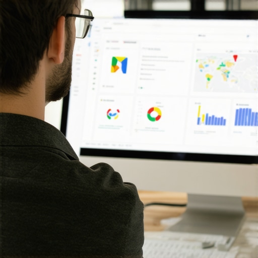 SEO professional reviewing local search analytics on a laptop with Google Maps interface