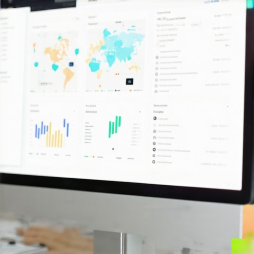 Person analyzing local SEO performance metrics on a computer with maps and charts.