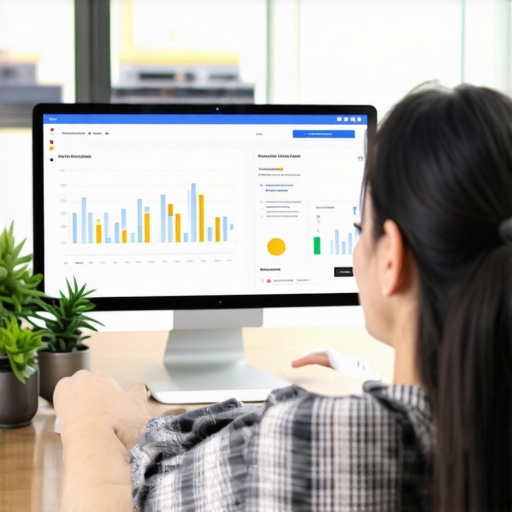 Monitoring Local SEO Tools for Long-Term Success Business owner reviewing local SEO analytics on a laptop with maps and charts.