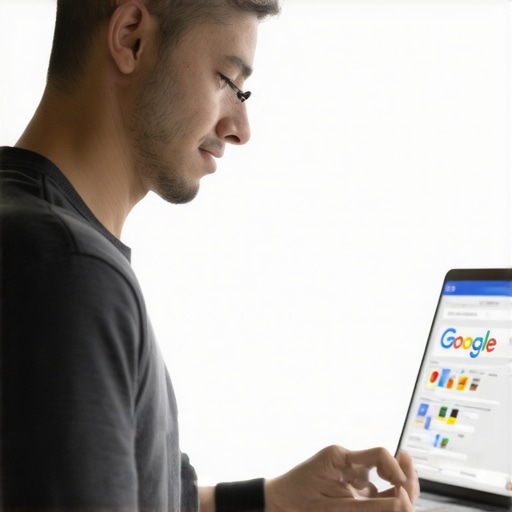 Business owner working on Google My Business profile to improve local search rankings