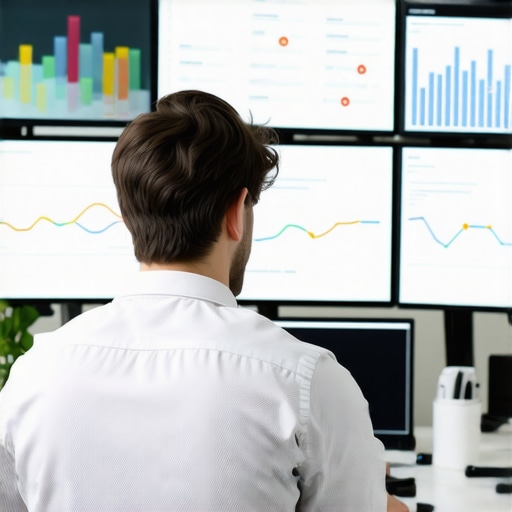 SEO Tools for Local Rankings A person managing local SEO with various dashboards and tools on their computer screens.