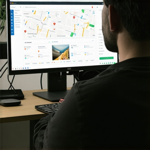 Digital marketer reviewing local SEO performance with Google Maps and analytics tools.