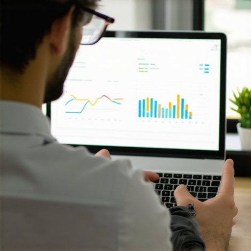 Person reviewing local search performance metrics on a laptop.