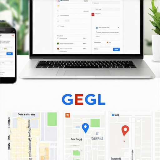 A person updating their Google My Business listing on a laptop, focusing on local SEO.