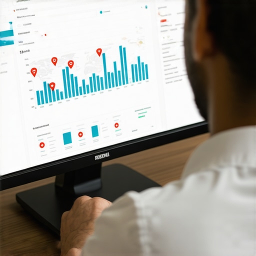 Analyzing Local SEO Data for Better Results Person reviewing local SEO performance metrics and maps on a computer