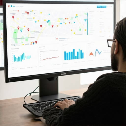 Person reviewing local SEO analytics and maps data to improve Google Maps ranking