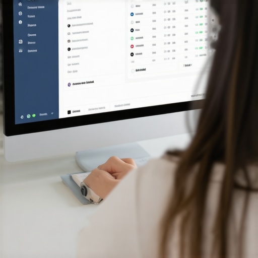 Professional analyzing local SEO metrics on a laptop with analytics dashboards