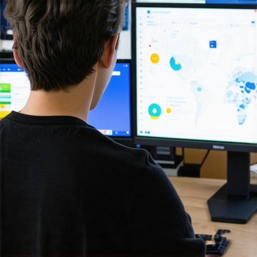 A person analyzing local SEO reports on computer screens