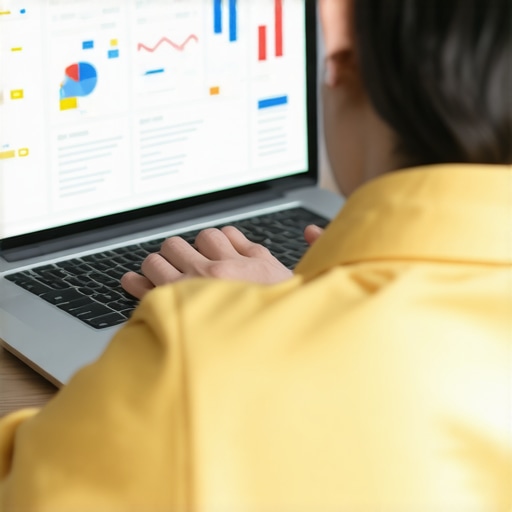 Person reviewing local SEO analytics on a laptop in an office setting