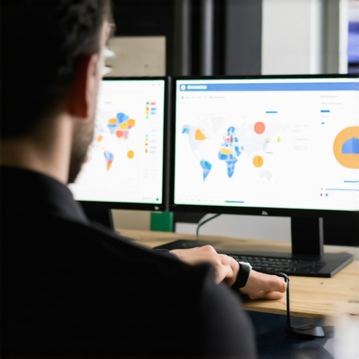 A person analyzing SEO data on screens to maintain Google Maps rankings.
