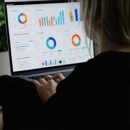 Person monitoring local search rankings and reviews on digital dashboards.