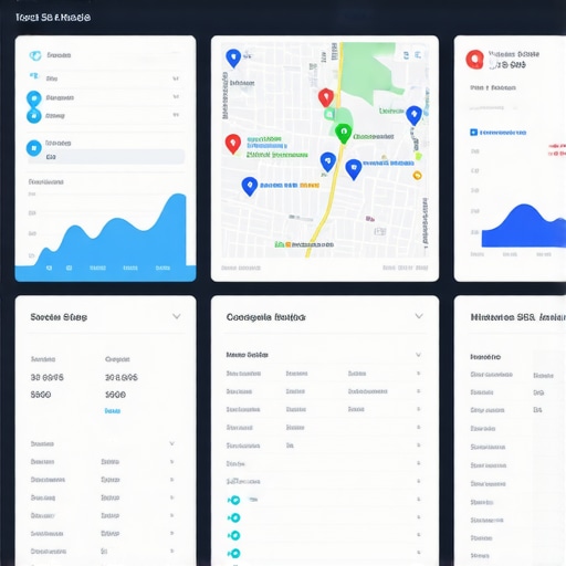 Screenshot of SEO analytics tools tracking local search performance and Google Maps rankings.