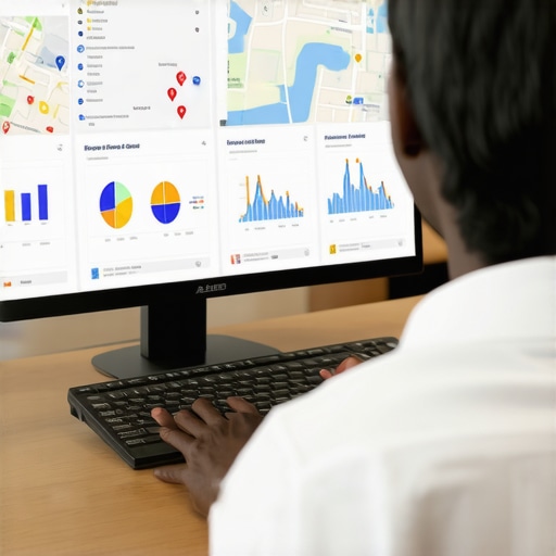Person reviewing charts and maps showing local SEO performance