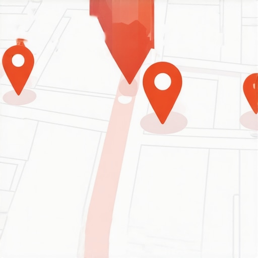 Map with business pins and nearby engagement signals for SEO