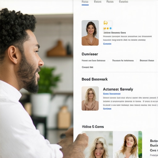 Business owner managing Google My Business profile with new photos and reviews