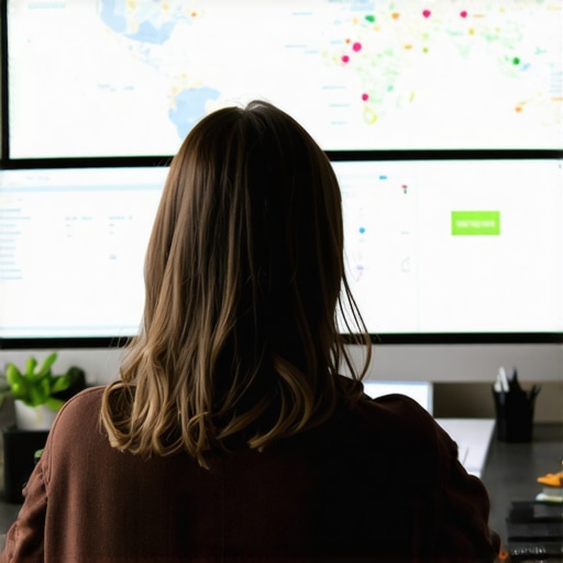 Person reviewing SEO analytics and maps on a computer for local rankings.