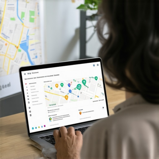 Business owner tweaking Google My Business profile to improve local map ranking.