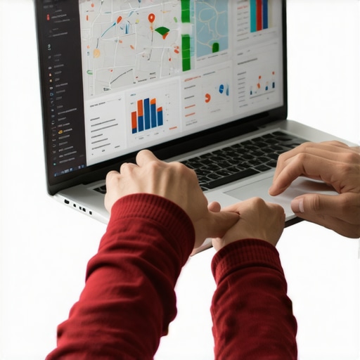 Maintaining Local Search Success with Advanced Tools Individual analyzing local SEO metrics on a computer screen