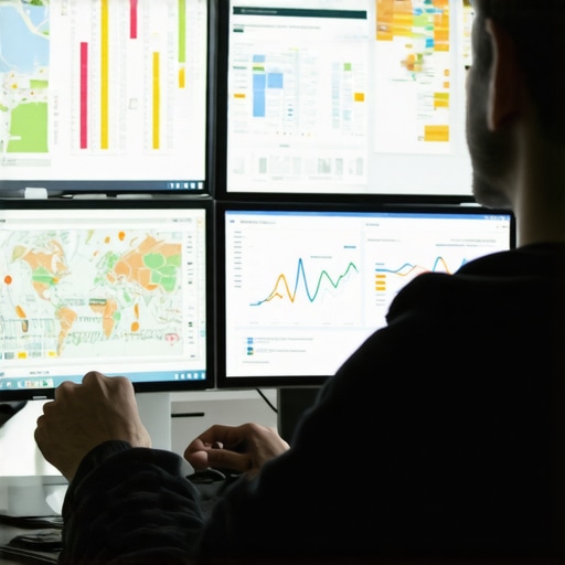 Monitoring Local SEO Performance with Analytics Tools Person working on local SEO data analytics on computer screens